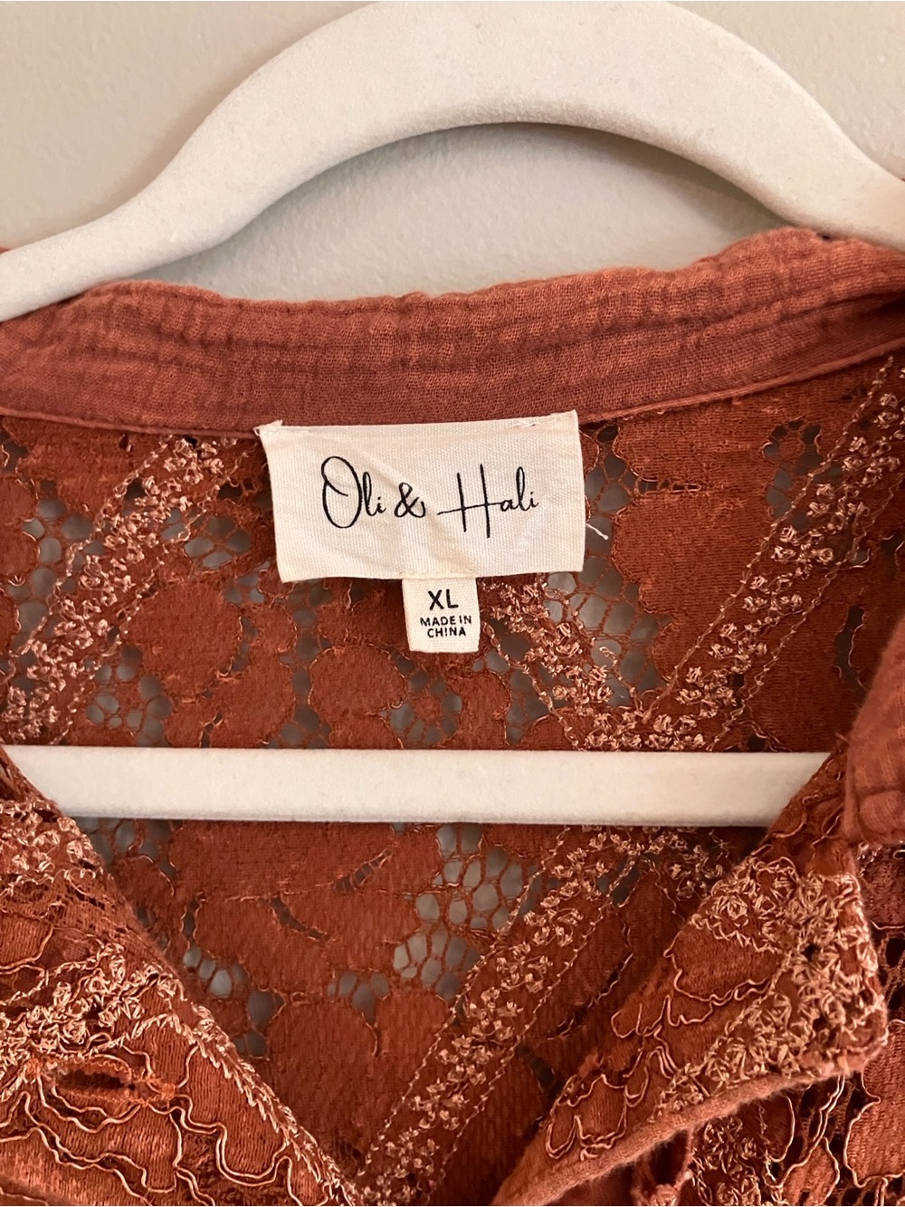 Oli & Hali Lace Button-Up Shirt Jacket in Terracotta NWOT - Picture 3 of 9